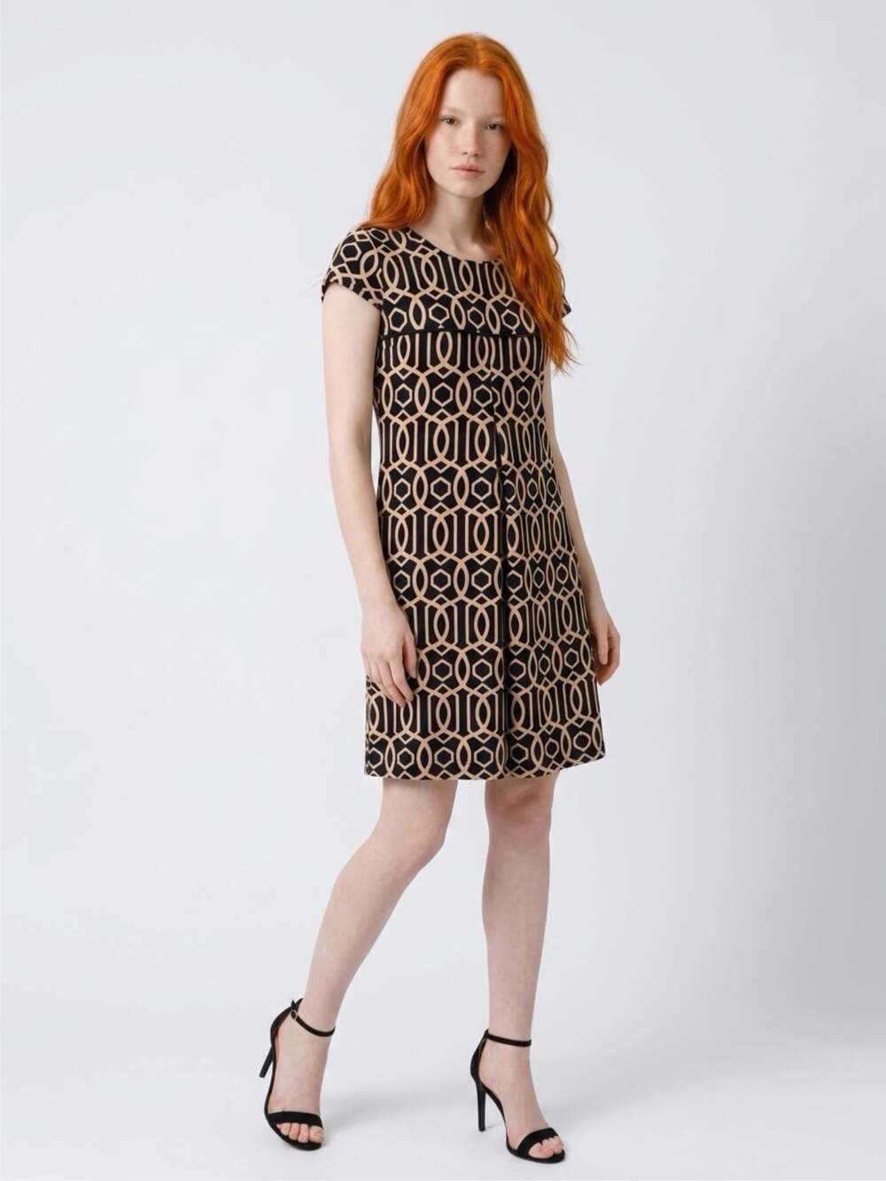 Jude Connally Geometric Print Cap Sleeve Shift Dress